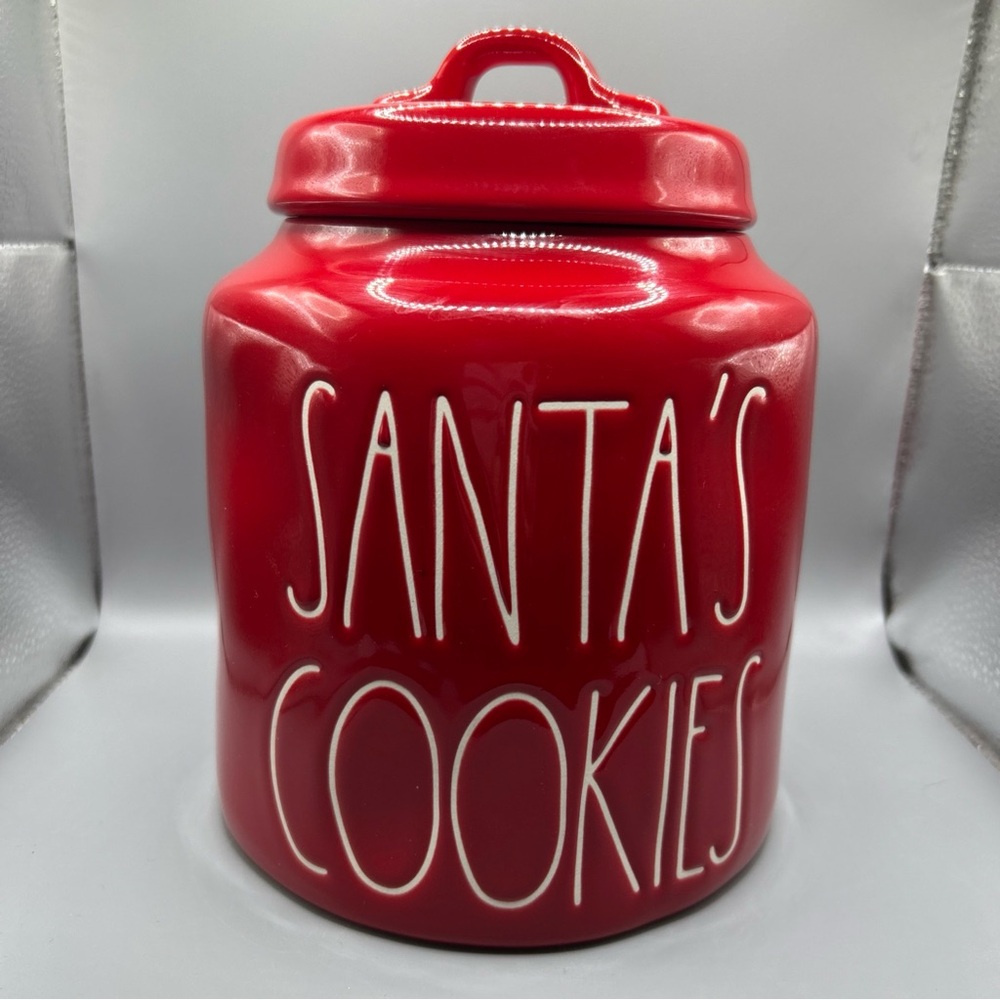 Rae Dunn  SANTA’S COOKIES Classic Chubby Red Canister Holiday Christmas NEW